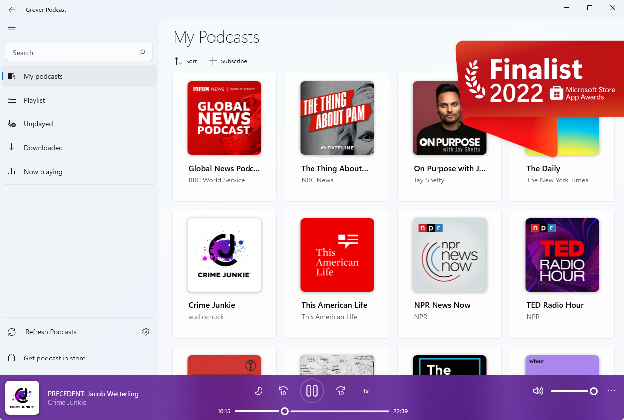 Grover Podcast on Windows 11